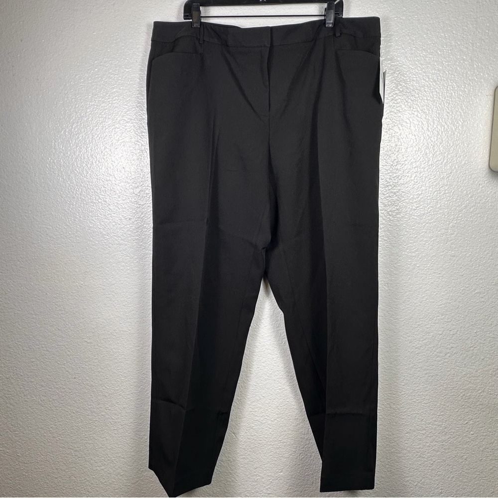 DKNY Women's Jet Black Flare Dress Pants Flat Front Pockets Size 18W